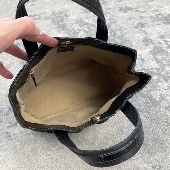 Gucci Monogram GG Small Black Nylon Tote Bag Zip Front Pockets Metallic Luxury - Picture 14 of 17